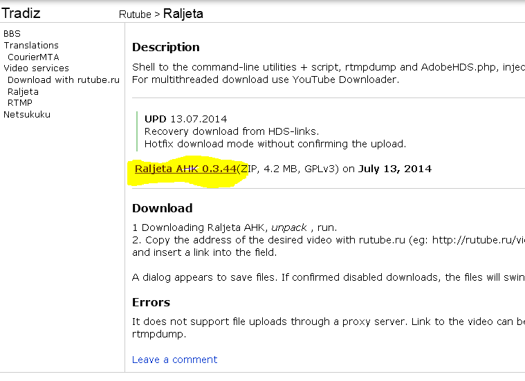 Link telechargement Raljeta